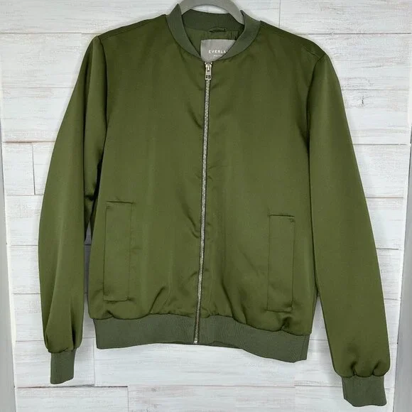 Everlane  Womens The E2 Bomber Jacket Olive Green Size Medium Full Zip - Picture 3 of 10